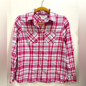 L.L. Bean Pink and White Plaid Shirt